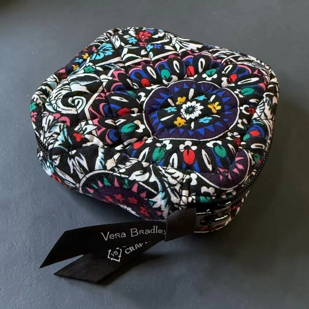 Vera Bradley STAINED GLASS MEDALLION Double Compartment Jewelry Zip Bag